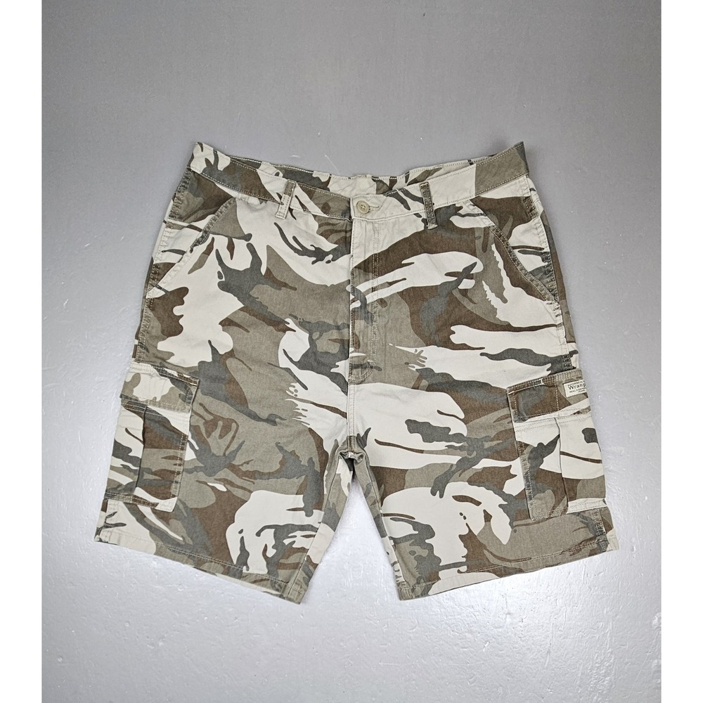 Wrangler Cargo Shorts Mens 38 Vintage Brown Camouflage Authentic‎ Issue Pockets